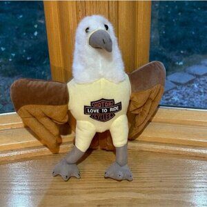 Harley Davidson Love to Ride Motorcycles Life Yellow Brown Eagle Plush Stuffed